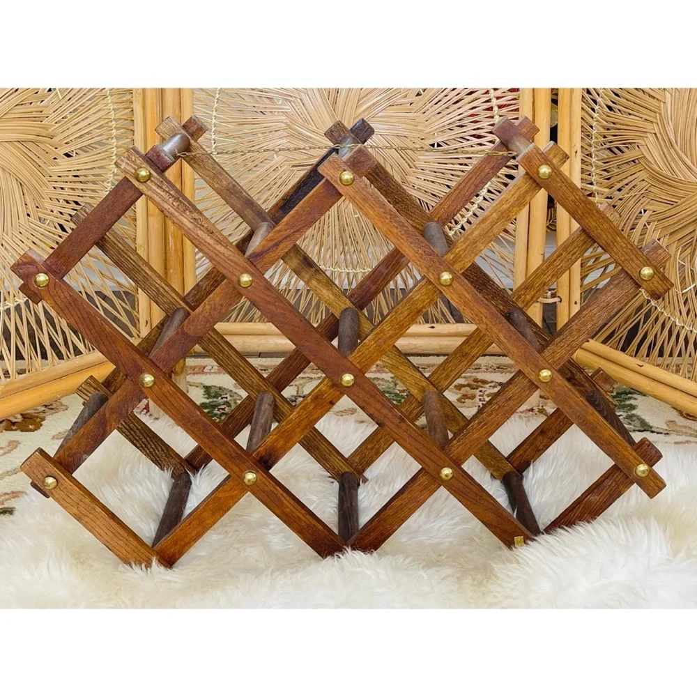 Vintage Wooden Expandable Accordion Wine Rack